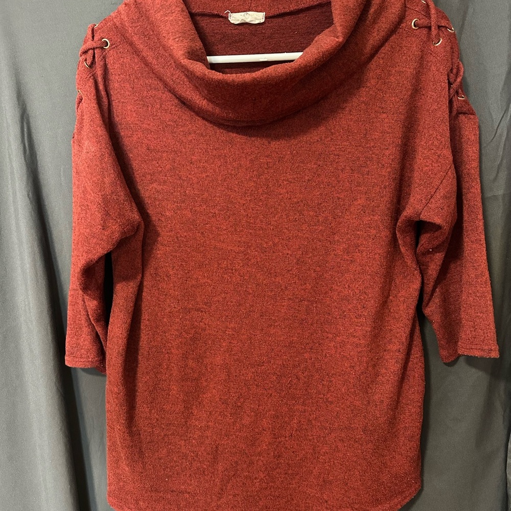 Women's Burnt Orange Cowl Neck Sweater